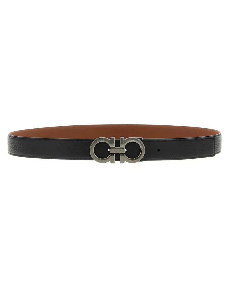 Ferragamo Gürtel 'Gancini' Reversible Belt schwarz Schwarz