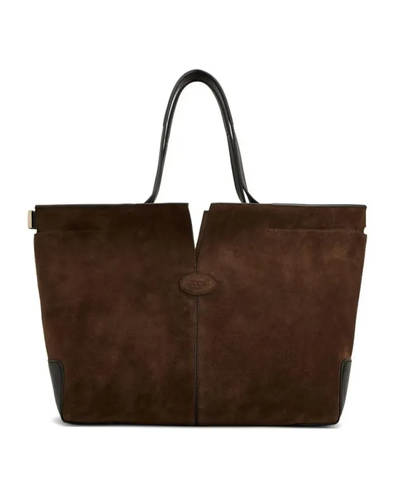 TOD'S Shopper & Totes Brown Suede Shopper Bag With Leather Accents schwarz Schwarz