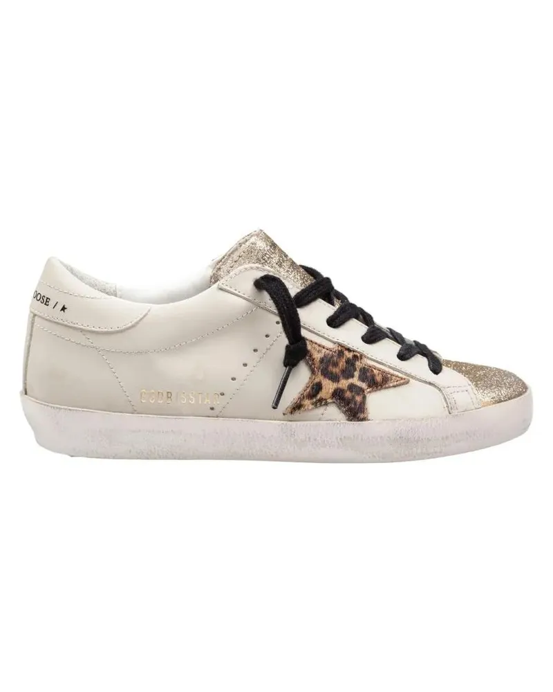 Golden Goose Low-Top Sneaker Gold Glitter Sneakers With Pony Hair Star Accent goldfarben 