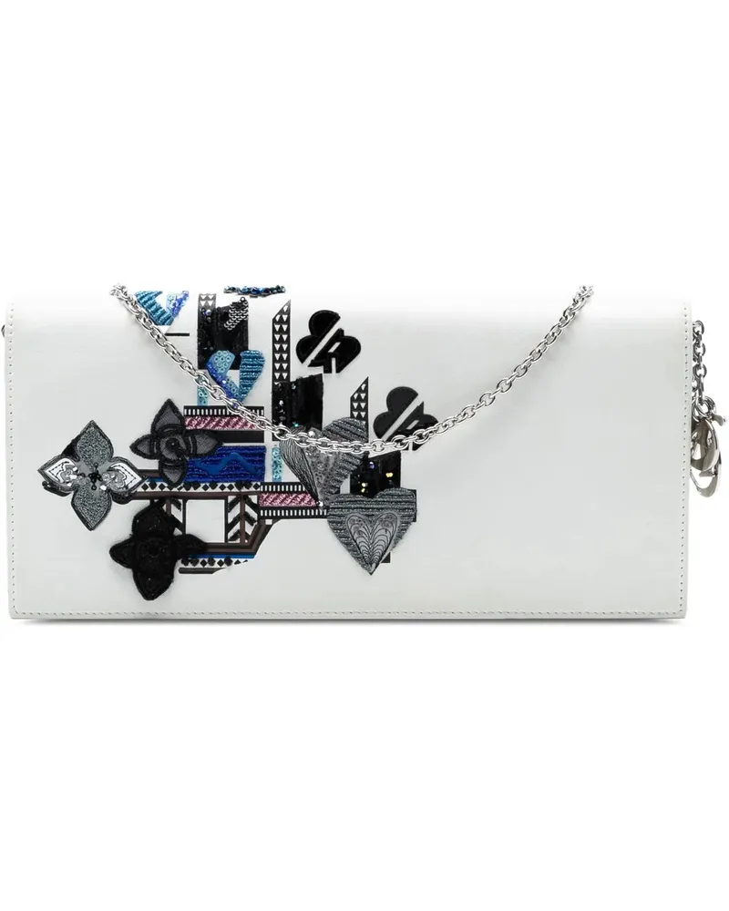Dior Hobo Bags Leather Patch Embellished Clutch on Chain weiß Weiß