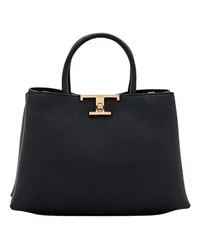 TOD'S Totes Small T Metal Leather Shopping Bag Schwarz