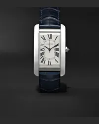 Cartier Orologio automatico 45 mm in acciaio con cinturino in alligatore Tank Américaine, N. rif. CRWSTA0018 Argento