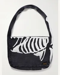 KAPITAL Tote bag in denim con stampa Kountry Nero