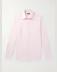 Tom Ford Camicia in popeline di misto lyocell con collo alla francese Rosa