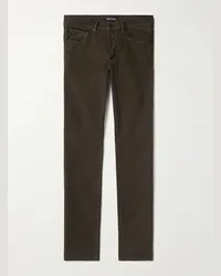 Tom Ford Pantaloni slim-fit in fustagno di misto cotone Marrone