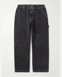 Maison Margiela Jeans a gamba larga con schizzi di vernice Nero