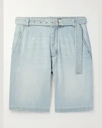 Bottega Veneta Short a gamba dritta in denim con cintura Blu