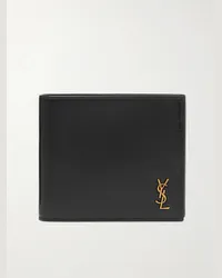 Saint Laurent Portafoglio in pelle con logo applicato Nero