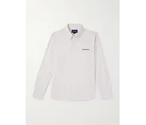 Camicia in cotone Oxford a righe con collo button-down e logo ricamato DSN