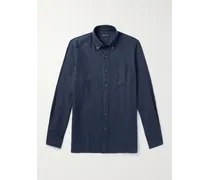 Camicia in misto lyocell, cotone e cashmere con collo button-down