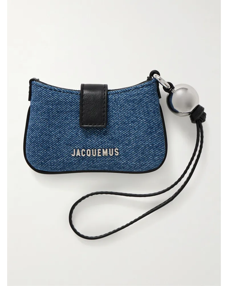 Jacquemus Pochette in denim con finiture in pelle e logo Le Porte Bisou Blu