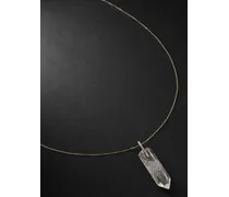 Gold, Quartz and Diamond Pendant Necklace