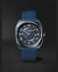 Hermès Orologio automatico 42 mm in titanio con cinturino in gomma H08, N. rif. 056950WW00 Blu