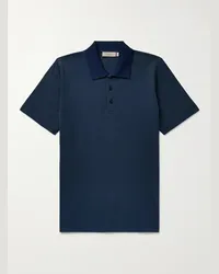 Canali Polo slim-fit in cotone piqué Blu