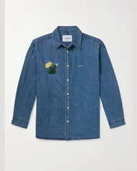 WTAPS Camicia in denim con logo ricamato Blu