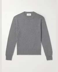 AMI Paris Pullover in misto cashmere e lana con logo ricamato Grigio