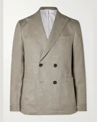 Oliver Spencer Blazer doppiopetto in lino Grigio