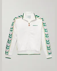 Casablanca Paris Giacca sportiva in jersey con logo ricamato Laurel Bianco