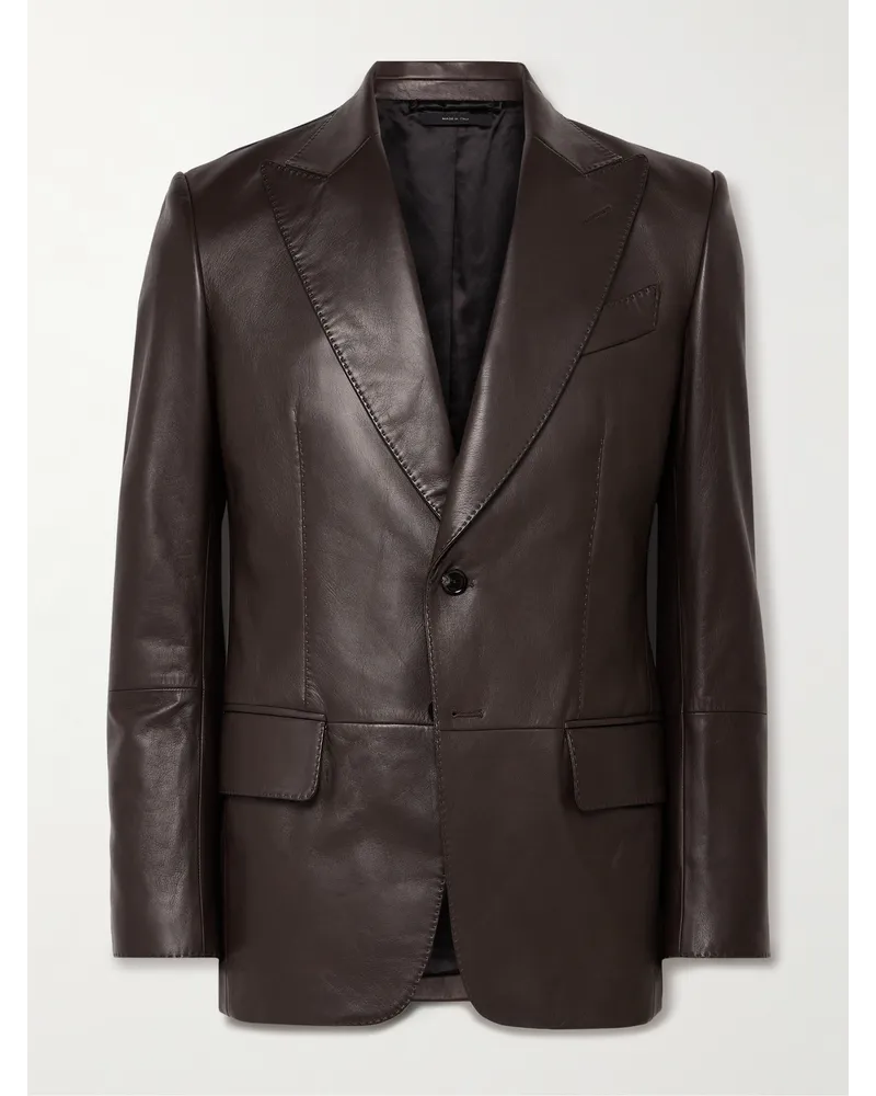 Tom Ford Blazer slim-fit in pelle Marrone