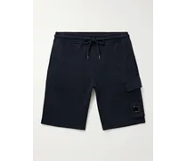 Shorts cargo a gamba dritta slim-fit in jersey di cotone con logo applicato e coulisse