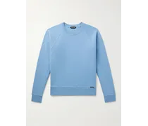 Tom Ford Felpa slim-fit in jersey di cotone tinta in capo Blu