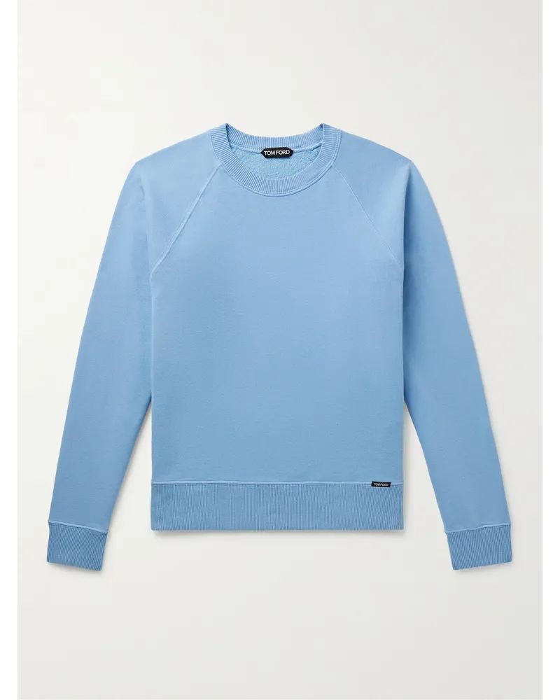 Tom Ford Felpa slim-fit in jersey di cotone tinta in capo Blu