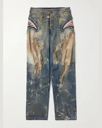 Acne Studios Jeans a gamba larga effetto consumato con applicazioni Porgata Blu