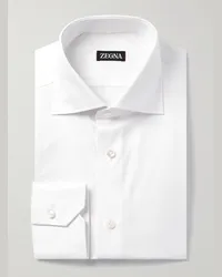 Ermenegildo Zegna Camicia in cotone Oxford con collo alla francese Bianco