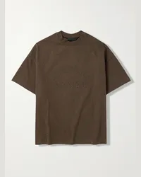 Fear of God T-shirt oversize in jersey di cotone con logo applicato Marrone