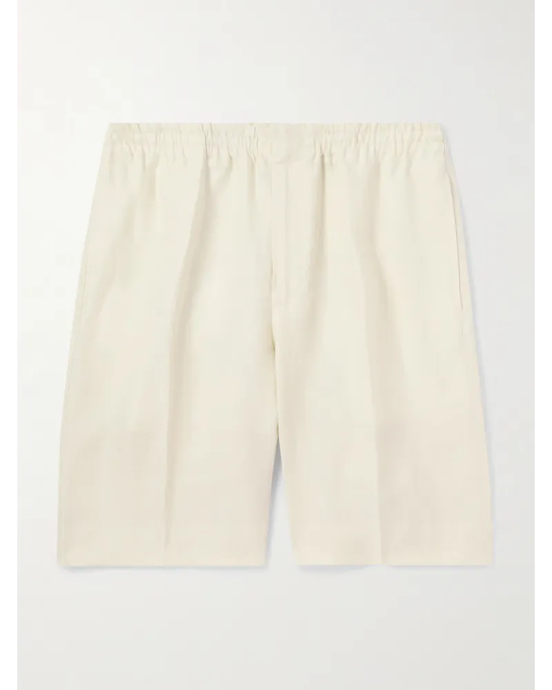 Ermenegildo Zegna Shorts a gamba dritta in lino Oasi Bianco