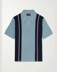 Beams Plus Polo in cotone a coste con righe Blu