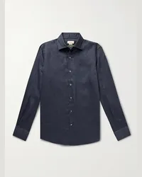 Incotex Camicia slim-fit in lino Blu