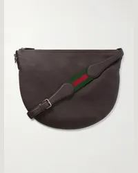 Gucci Borsa a tracolla grande in pelle pieno fiore con nastro Web B Marrone