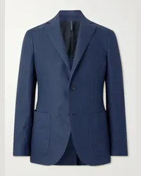 Incotex Blazer destrutturato slim-fit in tela di lino Montedoro Blu