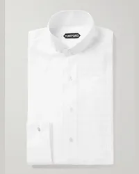 Tom Ford Camicia da smoking in popeline di cotone con pettorina e collo diplomatico Bianco