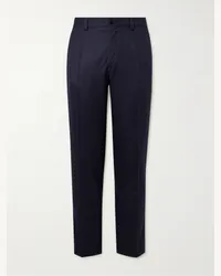 Dolce & Gabbana Pantaloni slim-fit a gamba affusolata in flanella di lana Blu