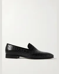 Manolo Blahnik Mocassini in pelle effetto coccodrillo Djan Nero