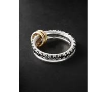 Set di due anelli in oro 18 carati e argento sterling con diamanti Enzo