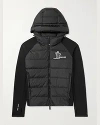 Moncler Piumino trapuntato in shell e jersey stretch con cappuccio e logo Nero