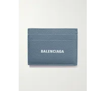 Balenciaga Portacarte in pelle pieno fiore con logo Blu