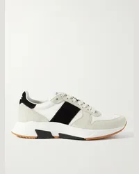 Tom Ford Sneakers in mesh e camoscio Jagga Bianco