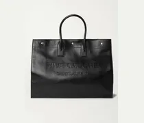 Saint Laurent Croc-Effect Leather Tote Bag Nero