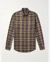 Ralph Lauren Camicia in flanella di cotone spazzolata a quadri con collo button-down Marrone