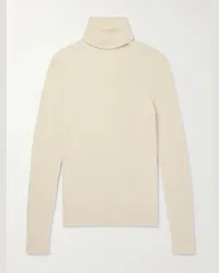 Tom Ford Pullover a collo alto slim-fit in misto lana, seta e cashmere a coste Neutri