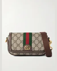 Gucci Borsa a tracolla mini in tela spalmata con monogramma e finiture in pelle Ophidia Neutri