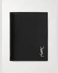 Saint Laurent Portafoglio in pelle con logo goffrato Cassandre Nero