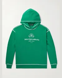 Dolce & Gabbana Felpa oversize in jersey di cotone con cappuccio e logo Verde