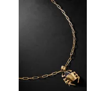 Collana con pendente in oro 18 carati con zaffiri e spinello Jitterbug Toro Beetle