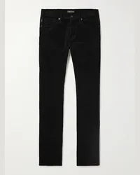 Tom Ford Pantaloni slim-fit a gamba dritta in velluto a coste di misto cotone Nero