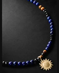 ELHANATI Collana in oro e cordoncino con pietre Sun Blu